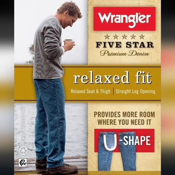 Wrangler Five Star Relaxed Fit Blue Denim Cotton Jeans - Picture 2 of 10